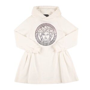 NWT Versace Girls Medusa Embellished Logo Cotton Dress Size 6 Designer